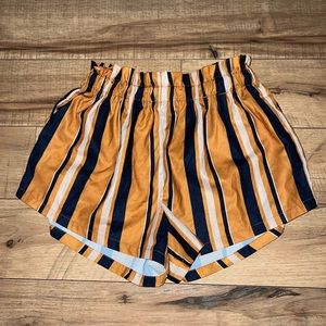 striped paper bag shorts